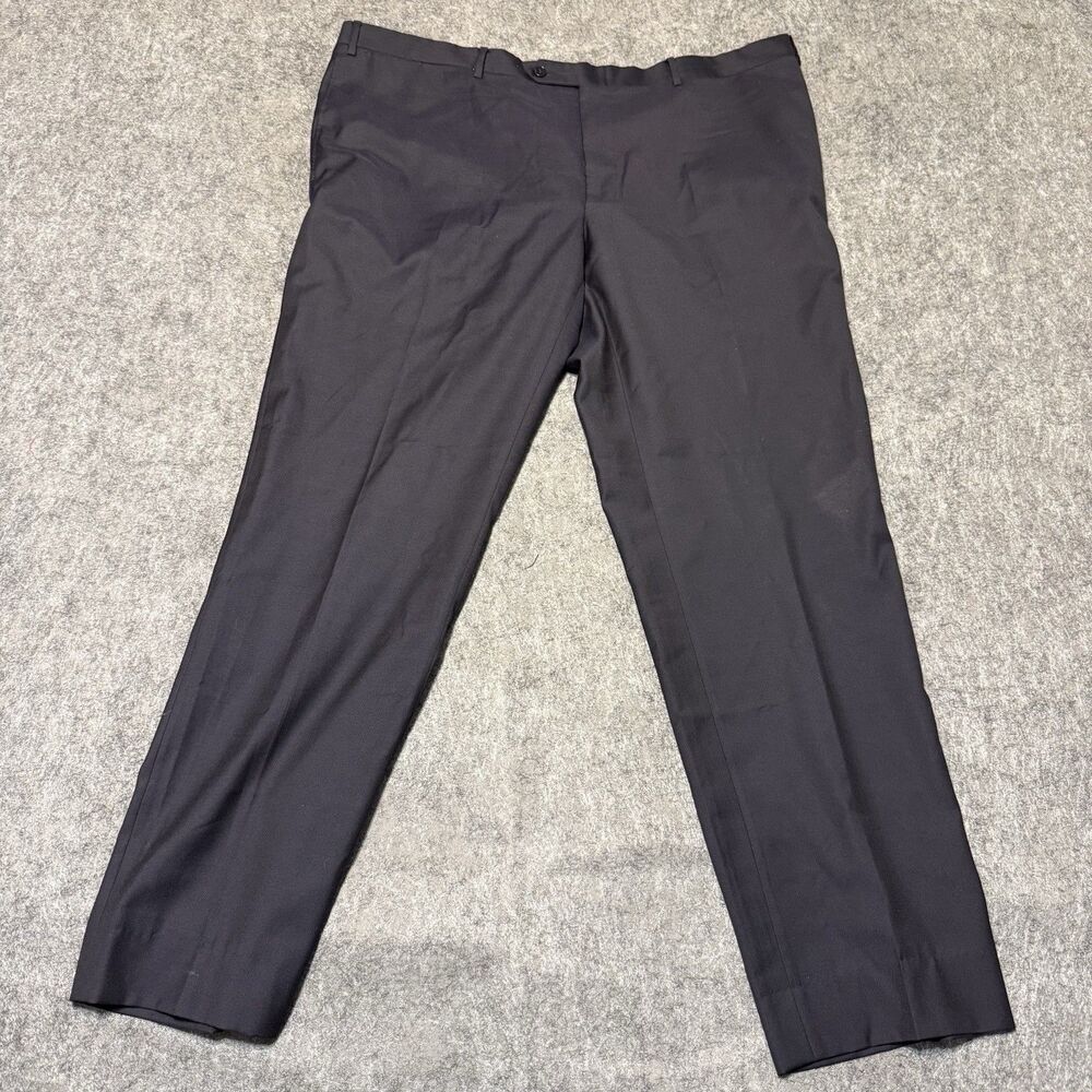 Canali 1934 Mens Dress Pants Black Wool Flat Front Luxury Trousers Italy 42x32